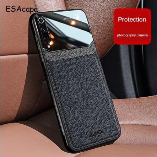 For Xiaomi Mi Note 10 Case Plexiglass PU Leather Shockproof Phone Cases For Mi 10T CC9 9 Pro 9SE 9 8 Soft Frame Back Cover