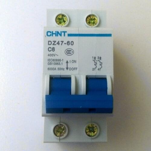 Chint C45N Mini Circuit Breaker DZ47-60 2 Poles C6A 400V MCB