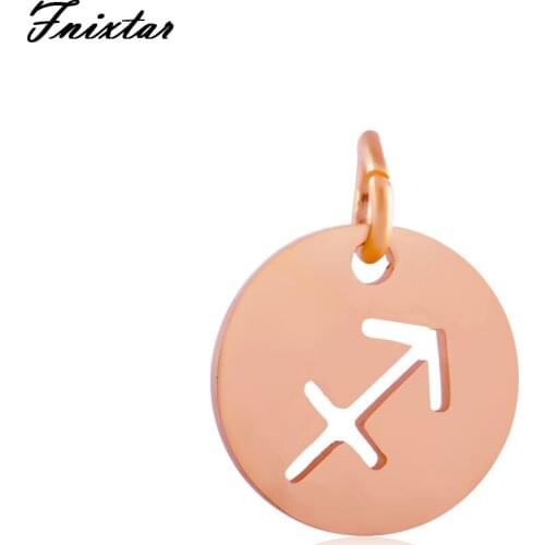 Fnixtar Zodiac Signs Accessories Gold Color Metal Charm Twelve Constellations Sagittarius Charm DIY Jewelry Making 10pcs/lot