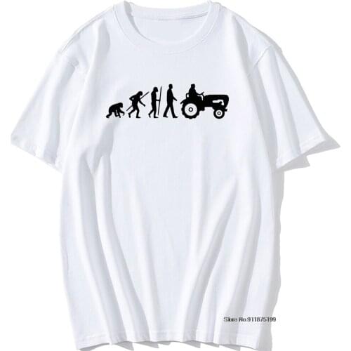 Evolution Born To Farm Tractor T-shirt Funny Birthday Gift For Farmer Dad Father Husband Men Summer Short Sleeve Cotton T Shirts