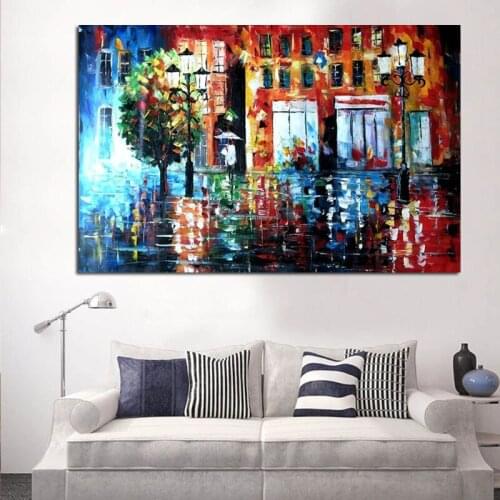 Urban Architectural Landscape Abstract Oil Painting On Canvas Nordic Poster Wall Art Picture For Living Room Home Decor