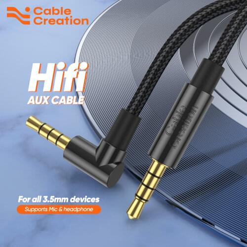 3.5mm TRRS Cable, CableCreation 3.5mm Right Angle Male to Male Audio Stereo Jack HiFi Cable with Silver-Plating Copper Core