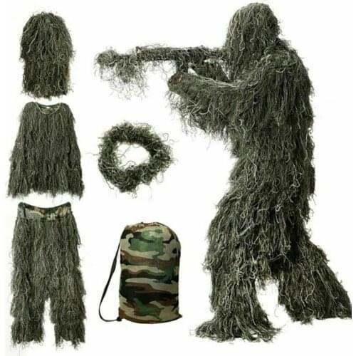 Camouflage Hunting Ghillie Suit Secretive Woodland Aerial Shooting Sniper Clothes Adults Military Jungle Invisibility Clothing