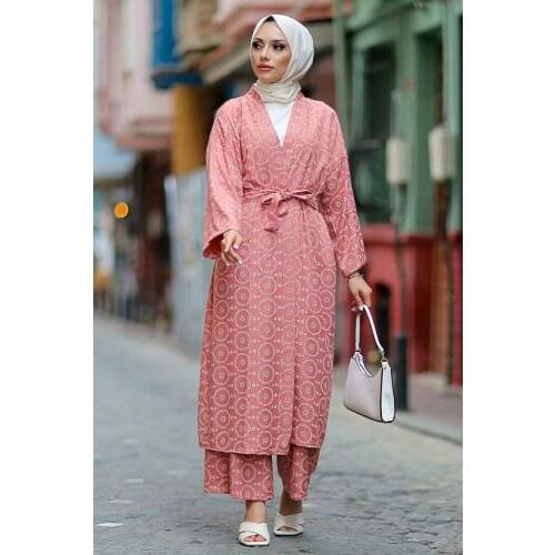 Kimono-Pants Hijab Double Set abayas muslim sets modest clothing turkey dresses for women hijab dress muslim tops islamic clothi