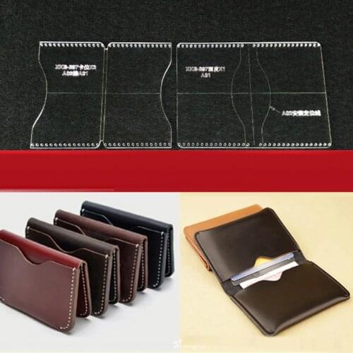 1pc Coin Purse Mens Handbags Pattern Stencil Tool Card Bag DIY Acrylic Template Leather Wallet Craft 10x7x1.5cm