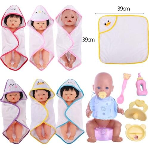 2Pcs Doll Clothes=Kitty Animals Bathrobe Blankets+Tableware For 18 Inch American of Girl`&43Cm Baby Reborn Doll 38cm Nenuco Ropa