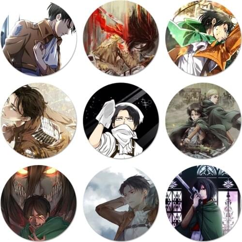 Attack on Titan Levi Icons Pins Badge Decoration Brooches Metal Badges For Backpack Decoration 58mm