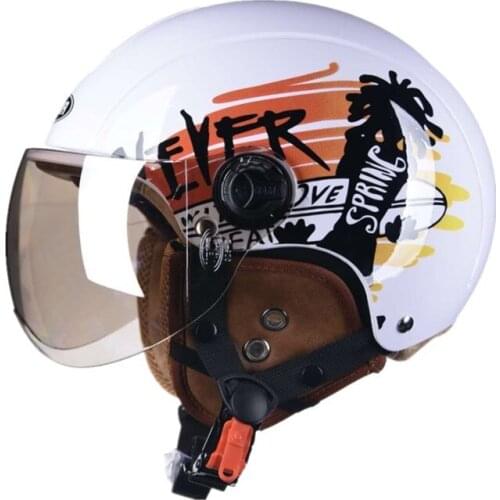 Motorcycle Helmet Electric Motorcycle Helmet German Leather Vintage Casco Moto Open Face Retro Half Helmet Biker Pilot Helmet