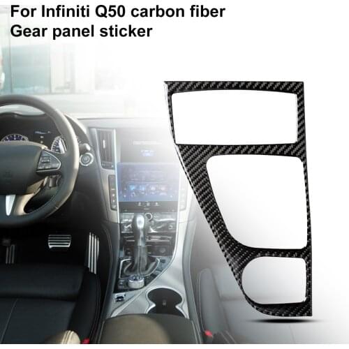 Gearshift Panel Sticker Smooth Self-adhesive Carbon Fiber Car Interior Gearshift Frame Sticker for Infiniti Q50 2014-2020 Right