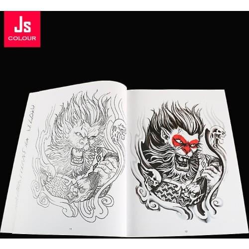 New Tattoo Book Traditional Fighting Flash Book Monkey King Samurai Ancient General Tattoo Accessories Supply Free Shipping