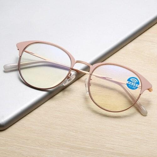 Elbru Round Frame Fashion Anti-blue Light Reading Glasses Middle Aged and Old People High Definition Presbyopic Glasses