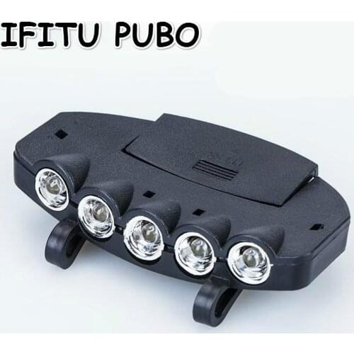 Wholesale Dropship 1 Piece New Flashlight 5-LED Light Visor Cap Hat Clip-on Working Climbing Outdoor Activities