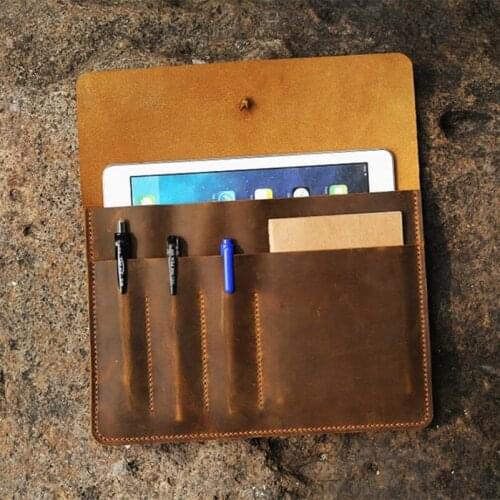 Personalized distressed leather case for 2018 new iPad portfolio bags sleeve for New iPad Pro 10.5 11 12.9