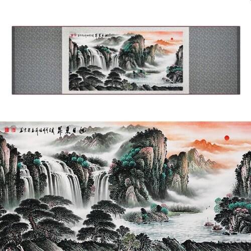Landscape art painting Mountain and River art painting Sunburst painting Chinese landscape painting19062904
