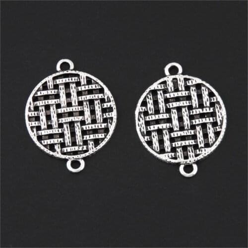10Pcs Silver Color Round Knot Charms Network Connector Making Bracelet Necklaces Jewelry Supplies 25x20mm A3200