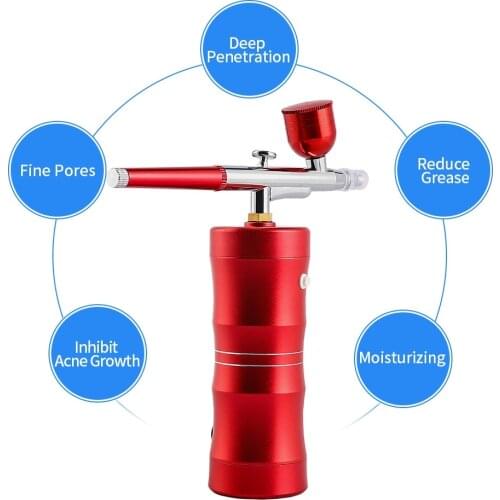 Professional Nano Fog Steamer Sprayer High Pressure Oxygen Injector Portable Air Compressor Set Hydration Air Brush Sprayer Gun