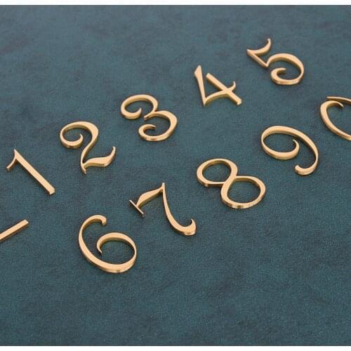 Qiansi Furniture Number Plate Signpost Metal Brass Doorplate Hotel Room Number Plate Nordic Retro Decorative Digital Accessories