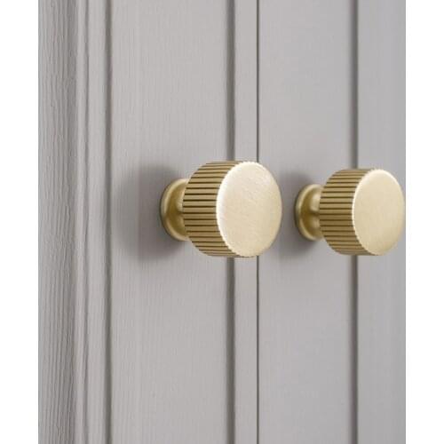 Nordic simple light luxury brass handle drawer cabinet wardrobe door pure copper gold single hole round small handle