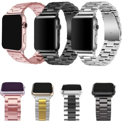 Steel bands for Apple Watch band iWatch strap metal watch band rose pink 38 40 42 44 Bracelet Clasp series 4 3 2 1