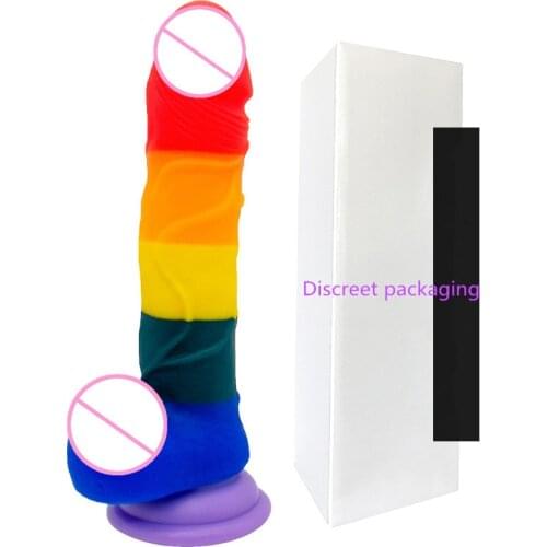 Super Soft Silicone Rainbow Realistic Dildo Strong Suction Cup Fake Dick For Women Vagina Stimulation Discreet Sex Toys