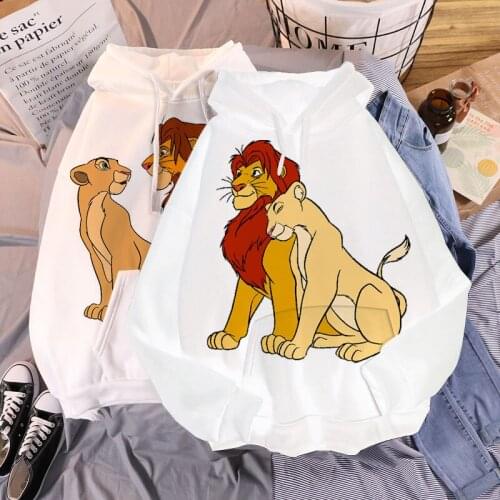 Disney Cartoon Hoodie Lion King Simba Print Top Fall/Winter Casual Oversize Womens Kawaii Ulzzang Streetwear Harajuku Sweatshir