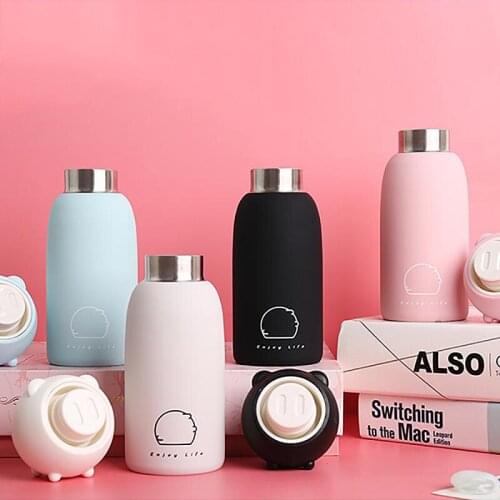 Stainless Steel Vacuum Flask Outdoor Insulation Bottles Long Time Heat Preservation 300ML Cute Pig Women Water Bottle