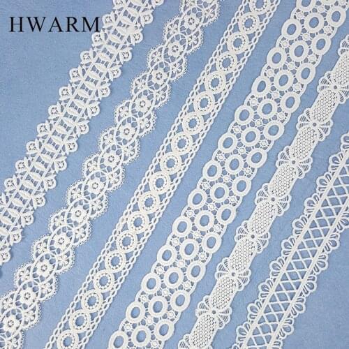 High Quality White Hollow Milk Silk Lace Fabric Wedding Sewing Trim WaterSoluble Embroidery Textile Curtain Clothing Accessories