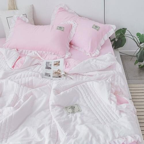 New Solid Color Bedding Washed Cotton Summer Quilt Blankets Soft Comforter Bed Cover Quilting Sheet Pillowcase Home Textiles
