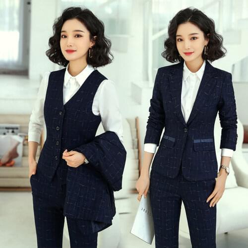 High Quality Office Ladies Purple Blazer Women Business Suits 3 Piece Pant, Jacket and Waistcoat Sets Work Wear OL Styles