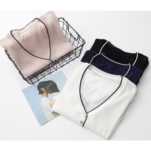 2019 spring summer new knit womens shirts foreign short sunscreen ice silk cardigan sweater A104