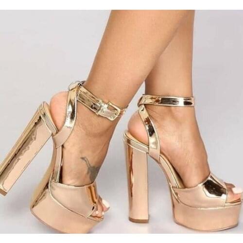 Moraima Snc Peep Toe High Heel Shoes Summer Platform Sexy Sandals Women Ankle Strap Gladiator Shoes Party Dress Heels