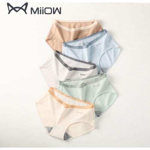 MiiOW Ladies Underwear Women Cotton Antibacterial Students Korean Girls Waist Seamless Cotton Girls Briefs