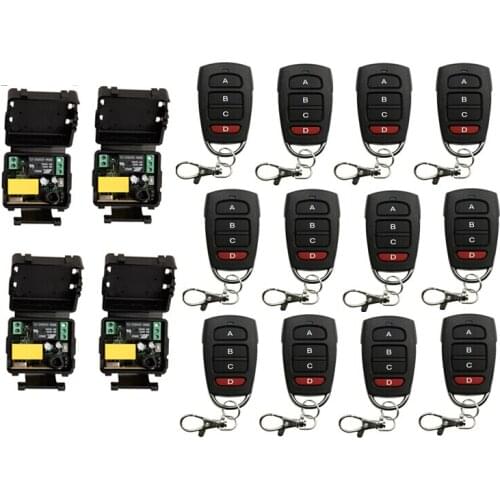 AC 220 V 1 channel RF mini Wireless Remote Control 4 piece Receiver & 12 piece transmitter home intelligent power system