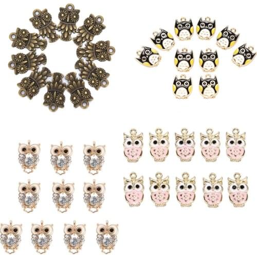 10Pcs/set Charms Owl Antique Making Pendant Fit Vintage Tibetan Bronze DIY Handmade Jewelry