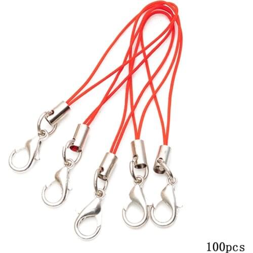 100Pcs Color Polyester Craft Pendant DIY Lanyard Double Ring Jewelry Mobile Phone With Handmade Materials