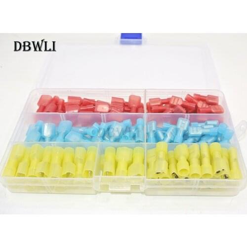 120p 22-16 16-14 12-10 AWG Nylon Fully Insulated Male/Female Spade Quick Splice Wire Crimp Terminals Connectors Assortment Kit