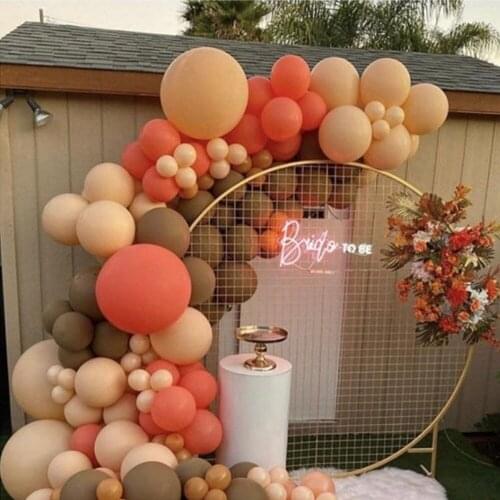134pcs Latex Retro Coffee Coral DIY Balloons Garland Arch Cream Peach Globos Birthday Wedding Baby Shower Party Decorations