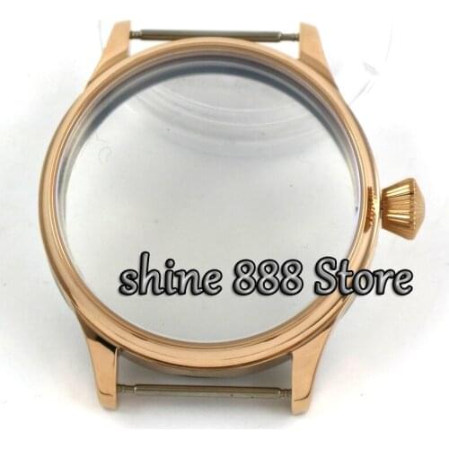 44mm 316L steel screw back rose golden plated CASE fit 6498 6497 movement