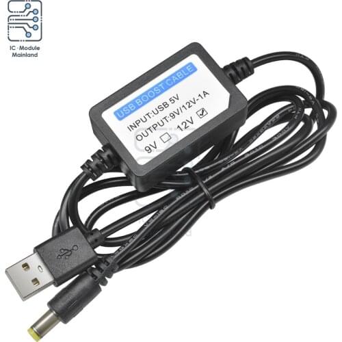 5V to 9V/12V 1A USB Charge Cable Adapter Power Boost Voltage Converter 2.1x5.5mm Wire For Speaker Laptop Charging