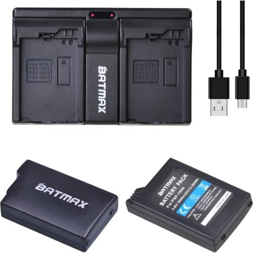2Pc 3.6V 3600mAh Battery + USB Dual Charger for Sony PSP 1000 PSP-110 Console