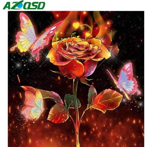 AZQSD Diamond Embroidery Rose Mosaic Full Drill Diamond Painting Flower Cross Stitch Handicraft Rhinestones Decoration Home