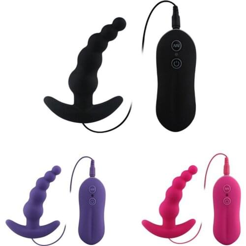 10pcs/lot 10 Speed Silicone Anal Plug Vibrator Waterproof Vibrating Anal Beads Butt Plug Anal Sex Toys For Men Women GS0011