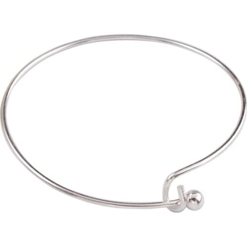 FREE SHIPPING 10PCS Fashion Silver Color Plate Ball Bangle Wires #92294