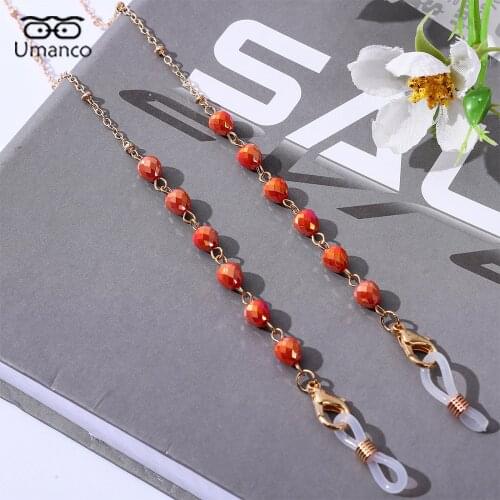 Beads Sunglasses Chain for Women Colorful Crystal Pendant Mask Glasses Chains Anti-Drop Lanyard Necklace Eyeglasses Jewelry