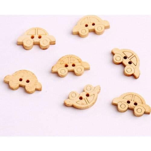 2 Holes Decorative Wooden Buttons Kids Car Cute Things For Handmade Craft Supplies Handicrafts Accessories Sewing 100pcs 11*20mm
