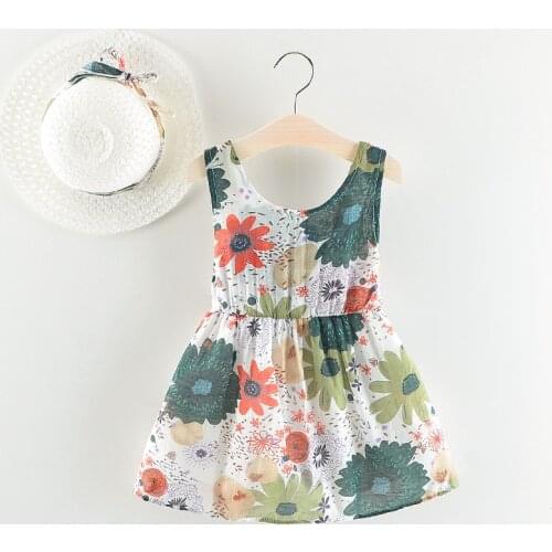 Kids Dresses for Girls Summer Style Princess Backless Dress Kids Floral Clothes Casual Sleeveless Dress Girl Baby Bow Dress