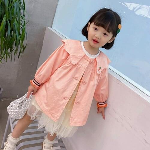 Girls Long Jacket Coat Floral Pattern Coat For Girls Casual Style Childrens Jackets Spring Autumn Childrens Clothing