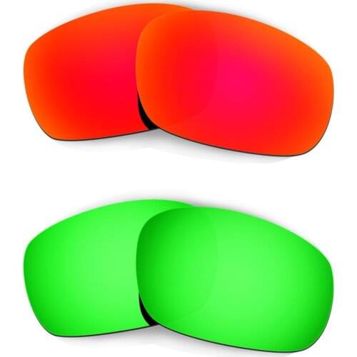 HKUCO For Jawbone (Asian Fit) Sunglasses Replacement Polarized Lenses 2 Pairs - Red & Green