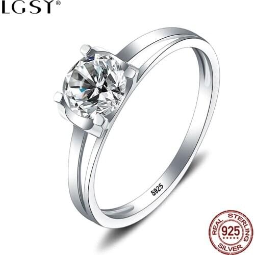 LGSY 925 Sterling Silver Ring Fine Jewelry Round Rings Romantic Crown Shape Crystal Sweet Ring For Women Fashion Jewelry DR1029