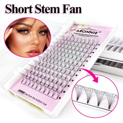 Short Stem Pre Made Fans Hand Mink Russian Volume Fans Black 12 Rows 0.07/0.10 Eyelash Extension Black Faux Makeup Fast Shipping
